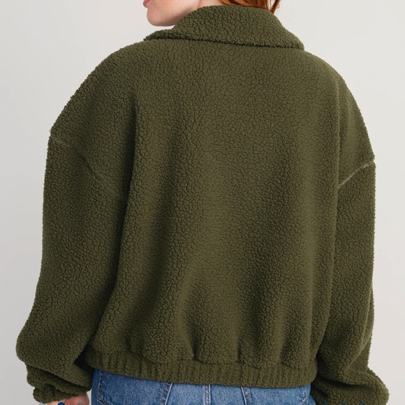 NWT OLD NAVY Oversized Full-Zip Sherpa Pullover Color: Conifer - Picture 3 of 5
